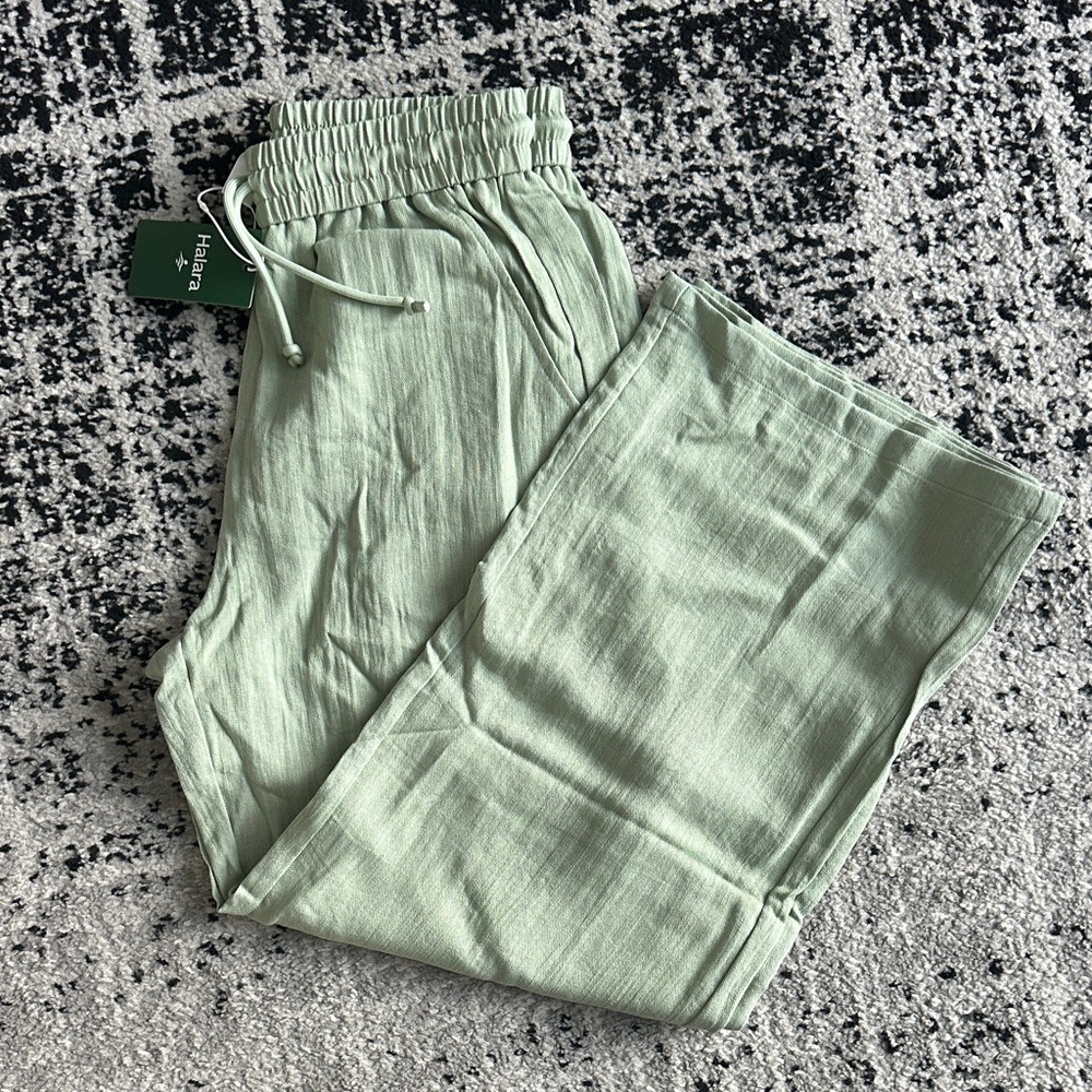 Halara Light Mint Green Drawstring linen Pants nwt
